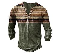 Beokeuioe Camicia da uomo con stampa tattica, a maniche lunghe, per il tempo libero, stampa indiana, a maniche lunghe, con abbottonatura, stile vintage, scollo a V, slim fit, B verde., M