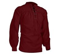 Beokeuioe Camicia da uomo in lino, da uomo, a maniche lunghe, taglie forti, per cosplay, per carnevale, Halloween, teatro rinascimentale, stile vittoriano