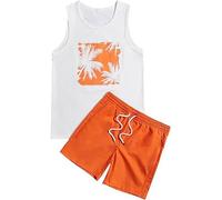 Beokeuioe Canotta hawaiana da uomo, per il tempo libero, 2 pezzi, estiva, camicia da notte senza maniche e pantaloni corti, per la casa, set di pigiama + pantaloncini tuta sportiva da jogging, Colore