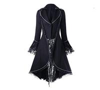 Beokeuioe - Cappotto da donna Steampunk gotico, trench, blazer, top, outwear con bottoni, vintage, irregolare, frac, outwear a due file, A nero, M