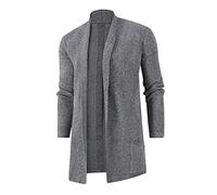 Beokeuioe Cardgigan per uomo cardigan lungo giacca felpa giacca lunga taglio giacca leggera da uomo vestibilità oversize lunga vestibilità elegante giacca lunga Open Edge cardigan, A2 grigio., XXL