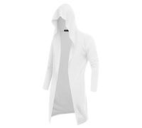 Beokeuioe Cardigan slim fit, leggero, con cappuccio, a maniche lunghe, da uomo, con cappuccio, per il tempo libero, per Halloween, A bianco., XXL