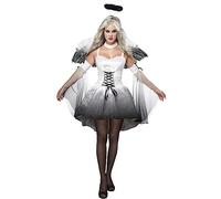 Beokeuioe Costume da sposa da zombie da donna, vestito da sposa fantasma, costume da halloween, vestito da donna gotico, vampiro, da strega, cosplay, costume da carnevale, horror, A2 Bianco 2