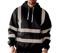 Beokeuioe Felpa da uomo con cappuccio ad alta visibilità, con cappuccio, invernale, autunno, riflettente, con cappuccio, taglie forti, A-1 nero., XXXL