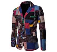 Beokeuioe Giacca da uomo business social dance party jacquard smoking abito homme slim fit blazer stampa floreale hippie prom blazer abito da sposa giacca, A1 blu., M