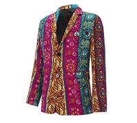 Beokeuioe Giacca da uomo business social dance party jacquard smoking abito homme slim fit blazer stampa floreale hippie prom blazer abito da sposa giacca, B verde., M