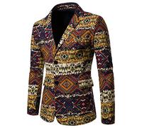 Beokeuioe Giacca da uomo business social uomo abito da sposa dance party jacquard smoking abito homme slim fit blazer stampa floreale hippie prom blazer giacca giacca giacca, A1 Khaki., M