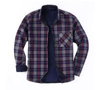 Beokeuioe Giacca da uomo termica, in flanella a quadri, con revers, invernale, con fodera in pile, fodera interna, stile taglialegna, in pile soffice, giacca termica, giacca in pile, viola., XL