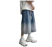 Beokeuioe Jeans da uomo Baggy Jeans Pantaloncini Estivi Corti Jeans 3/4 Lunghezza Baggy Y2k Shorts Larghi Jeans Corti Jeans Jeans Hip Jeans estivi leggeri, Blu, XXXL