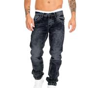 Beokeuioe Jeans da uomo, jeans da uomo, vestibilità normale, taglio dritto, in denim elasticizzato, comodi e facili da pulire, basic washed, A2 grigio., XL