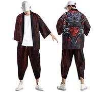 Beokeuioe Kimono da uomo Taoista Robe Cardigan Tradizionale Giapponese Kimono Haori Costume Leisure Long Giacca Stile Cinese Mantello Camicia Da Notte Vestaglia Vestito, A1., XXL