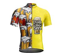 Beokeuioe Maglia da ciclismo per carnevale, da uomo, con stampa 3D, per la birra, da uomo, stile retrò, per lo sport, B giallo, M