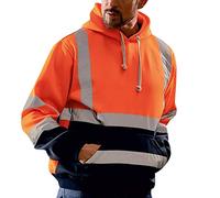 Beokeuioe Maglia da uomo con strisce riflettenti Clockwork, colore arancione, con cappuccio, con cappuccio, di sicurezza, luminosa, abbigliamento da lavoro, felpa di sicurezza 7XL