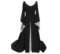 Beokeuioe Medievale Vittoriana Regina Abiti Medievale Abito Rinascimento con Maniche a Tromba Costume da Partito Lunghezza Pavimento Vintage Retro Costume Cosplay Abito Medievale