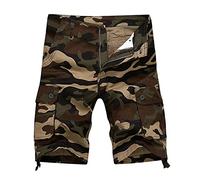 Beokeuioe Pantaloncini cargo da uomo, per allenamento, pantaloni larghi, taglie forti, da uomo, plaid, da spiaggia, camouflage, B Khaki., XXXL