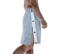 Beokeuioe Pantaloncini corti da uomo con bottoni laterali, pantaloni corti per capriolo, traspiranti, per sport, jogging, allenamento, basket, pantaloni da corsa, grigio., M