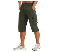 Beokeuioe Pantaloni corti da lavoro, da uomo, con tasche multiple, da uomo, da trekking, da ciclismo, elasticizzati, estivi, per mountain bike, verde militare, L