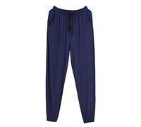 Beokeuioe Pantaloni da Pigiama da Uomo in Cotone, Lunghi per la Casa, Sottili, Allungati, Taglie Forti, Casual, Sportivi, C Marine, XXXXL
