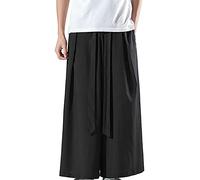Beokeuioe Pantaloni da uomo stile giapponese kimono harem baggy Pumphose da uomo, vintage, largo, largo, pantaloni da jogging larghi, pantaloni lunghi da uomo, A1 nero., XL
