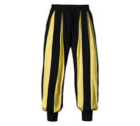 Beokeuioe Pantaloni medievali da uomo, in lino, a righe, retrò, con lacci, pantaloni casual, costume medievale, pirata, vichingo, rinascimentale, carnevale, Halloween, cosplay, Giallo, XL