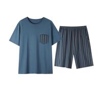 Beokeuioe Pigiama in cotone, da uomo, corto, estivo, da uomo, a maniche corte, da uomo, per l'estate, set da due pezzi, da uomo, verde, XXXL