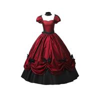 Beokeuioe Regina vittoriana abiti gotici vintage principessa abito in pizzo Lolita lunghezza pavimento maxi abito donna rinascimentale medievale abito festa rococò abito da sera, A rosso., L