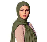 Beokeuioe Sciarpe da donna, Sciarpe moderne in morbido jersey, Abito musulmano turco islamico premium, Hijab per donne, Sciarpa per la testa per la preghiera, Sciarpa Hijab regalo per l'Umrah, verde
