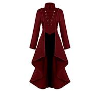 Beokeuioe Steampunk - Cappotto da donna elegante smoking blazer da donna, vintage, stile punk, stile gotico, a maniche lunghe, stile retrò, per cosplay, uniforme anni '70, A2 rosso., XL