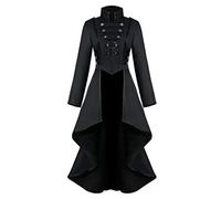 Beokeuioe Steampunk, giacca da donna elegante smoking blazer da donna, vintage, punk, giacca steampunk, gotica, a maniche lunghe, stile retrò, per cosplay, uniforme anni '70, A nero, S