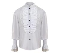 Beokeuioe Steampunk Vittoriano, camicia da pirata medievale, da uomo, stile medievale, per il rinascimento, B bianco, XXL