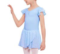 Beokeuioe Tuta da danza per bambini, design funzionale per allenamento di danza e ginnastica, materiale elastico per la massima libertà di movimento, Azzurro, 160 cm