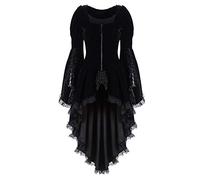 Beokeuioe Vintage Barocco Punk Giacca Military Coat Smoking Pizzo Cappotti Da Donna Nobile Steampunk Gothic Frack Giacca Retro Vittoriana Giacca Halloween Natale Manica Lunga Cappotti, A2 nero., S
