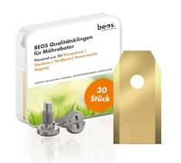 BEOS 30x Lame di Ricambio Premium Titan + Viti - Lame di Ricambio per Le Marche Premium Husqvarna, Gardena, Segway, Yard Force - Spessore della Lama 0,75mm per Un Lungo Piacere di falciare Il Prato
