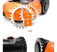 BEOS® Puntali in acciaio inox di qualità per Worx Landroid L & Vision, lucidati, fori per viti svasate, 12 viti in acciaio inox, trazione migliorata del rasaerba robotizzato, dimensione ruota: 225 mm