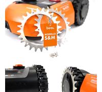 BEOS, punte in acciaio inox di alta qualità per Worx Landroid S/M, lucidate, fori per viti svasate, 12 viti in acciaio inox, miglioramento della trazione per robot tagliaerba.Dimensioni ruote: 205 mm