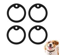 Beoveo Anelli in gomma per targhette per cani, 4 pezzi, colore nero | 4 anelli in gomma nera per targhette per cani, forma rotonda elastica, copertura del bordo, accessori per la riduzione del