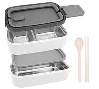 Beowanzk Porta Pranzo Termico,Lunch Box Ermetico con Posate,Schiscetta Pranzo Uomo Bambini Contenitore per Alimenti Caldi,Portapranzo Ufficio Riscaldabile,Portavivande Termico Acciaio Lunchbox