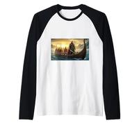 Beowulf Arriva in Danimarca con Il Mito della Barca dei Vichinghi Warriors Maglia con Maniche Raglan