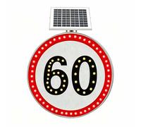 BeoyNot 24"/30" Cartello 10-90 mph, segnali LED Lampeggianti solari per Limiti di velocità, indicatori di velocità, con Accessori, Facile da Montare, per la Sicurezza Stradale 60-30in