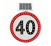 BeoyNot 24"/30" Cartello Flash Limit 10-90 mph, Alimentato da Pannelli solari, Cartello dossi, segnaletica Stradale, Numeri Personalizzabili, con Accessori, per Strade, scuole, parcheggi 40-24in