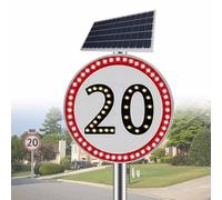 BeoyNot 24"/30" Cartello Flash Limit 10-90 mph, Alimentato da Pannelli solari, Cartello dossi, segnaletica Stradale, Numeri Personalizzabili, con Accessori, per Strade, scuole, parcheggi 20-30in