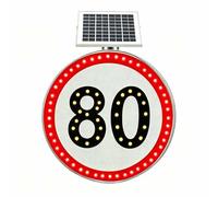 BeoyNot 24"/30" Cartello Flash Limit 10-90 mph, Alimentato da Pannelli solari, Cartello dossi, segnaletica Stradale, Numeri Personalizzabili, con Accessori, per Strade, scuole, parcheggi 80-30in