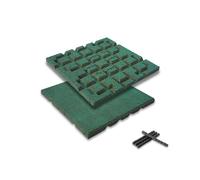 bepco Set di 4 tappetini in gomma, ammortizzanti e antiscivolo, con 16 perni di collegamento, in gomma riciclata, per viali/terrazze/giochi e impianti sportivi (verde, 40 x 40 x 2,5 cm)