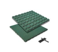 bepco Set di 4 tappetini in gomma, ammortizzanti e antiscivolo, con 16 perni di collegamento, in gomma riciclata, per viali/terrazze/giochi e impianti sportivi (verde, 50 x 50 x 2,5 cm)