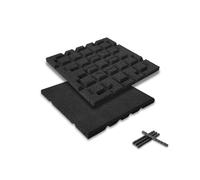 bepco Set di 4 tappetini in gomma, ammortizzanti e antiscivolo, con 16 perni di collegamento, in gomma riciclata, per viali/terrazze/giochi e impianti sportivi (nero, 40 x 40 x 2,5 cm)