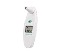 BEPER 40.102 Termometro Auricolare Digitale a Infrarossi con misurazione veloce, 15 testine igieniche monouso copri sensore in plastica incluse, 1 batteria inclusa, LCD Display