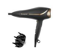 BEPER 40.404 Phon Pieghevole 2200 Watt - Phon Capelli, Diffusore E Concentratore Inclusi Nero E Oro