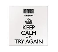 BEPER 40.821 Bilancia Pesapersone Keep Calm, Bilancia Digitale, Ultrasottile, Batteria inclusa, Bianca