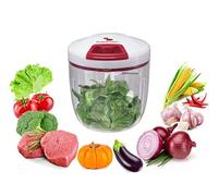 BEPER C107UTT002 Tritatutto Manuale, Tritatutto a corda, Contenitore in ABS,1000 ml, 5 Lame in acciaio, Bianco/Rosso