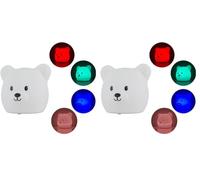BEPER Lampada LED Orsetto in Silicone per Bambini, Luce Notturna Multicolore Touch, Ricaricabile USB, Morbida e Sicura, 0M+Facil (Confezione da 2)
